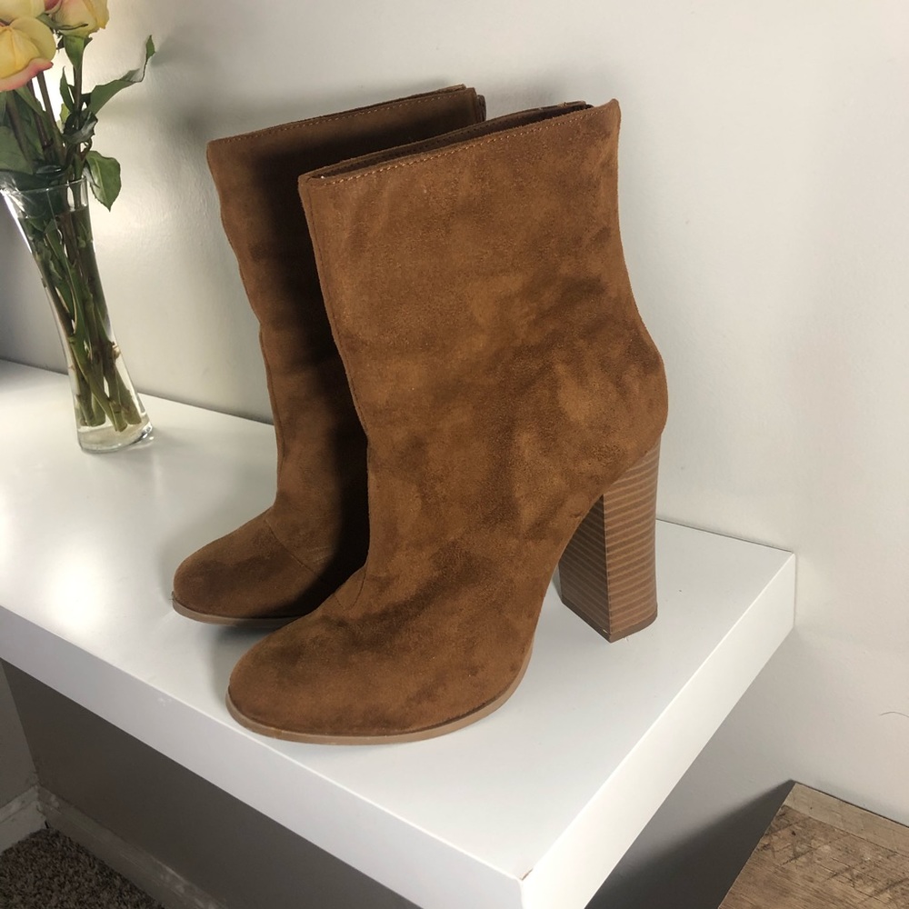 Brown suede booties